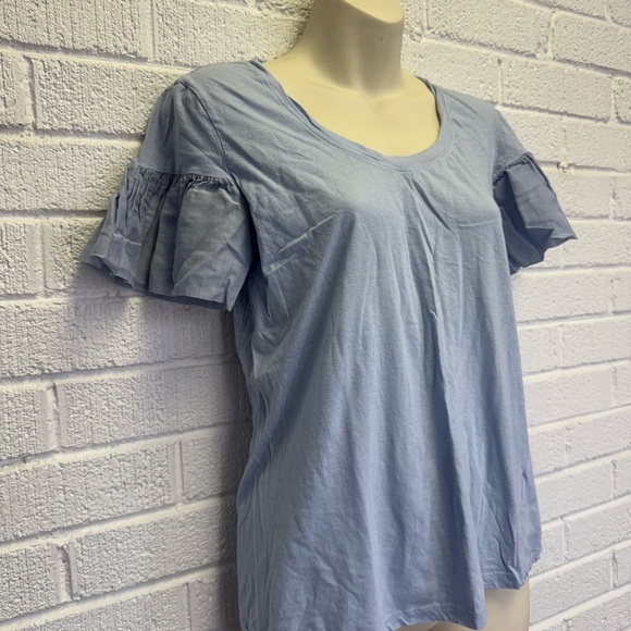 Women's Blue Ruffle Sleeve Top - Picture 2 of 11